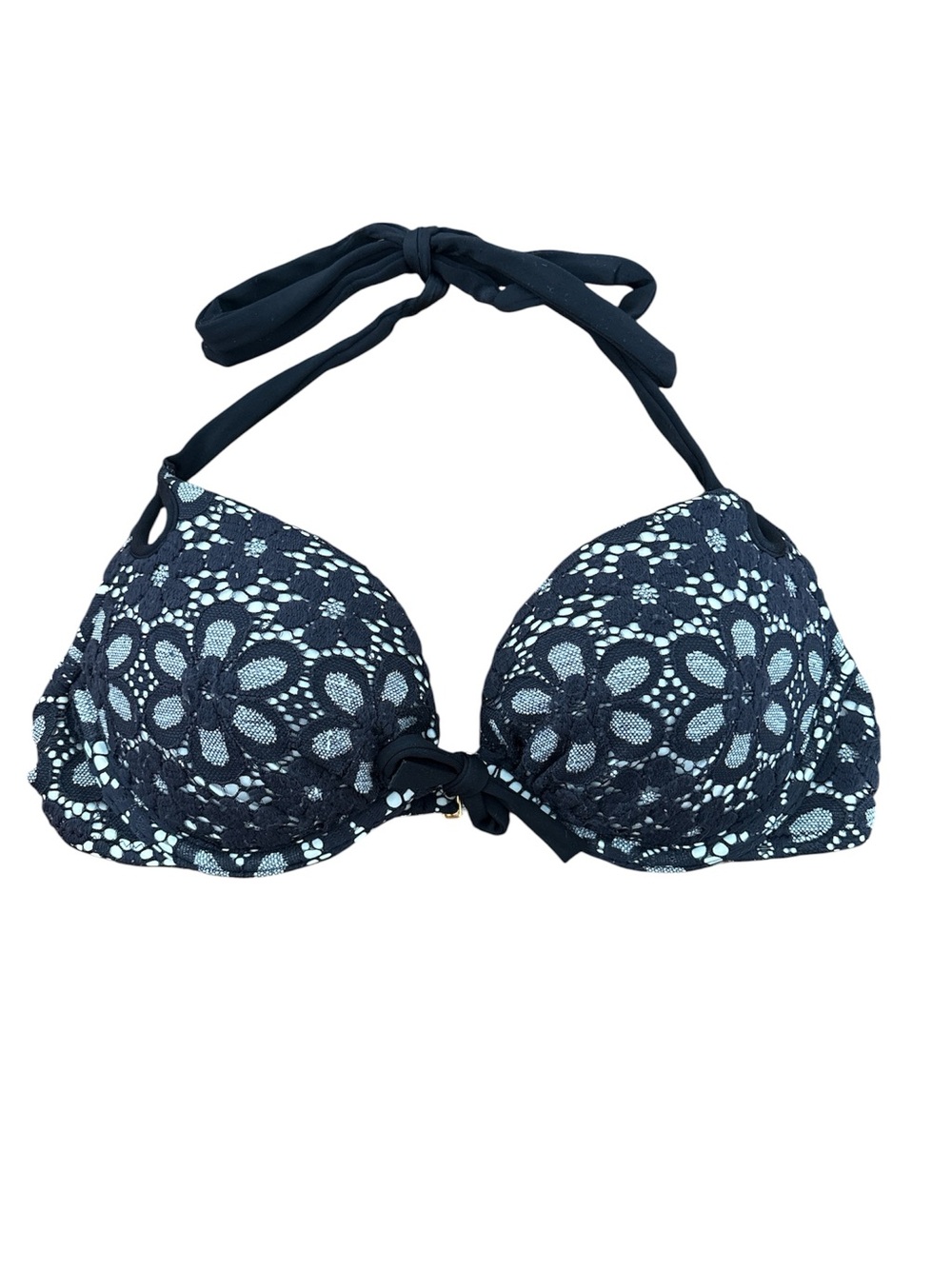 Victoria’s Secret Floral Bikini Top black white knit